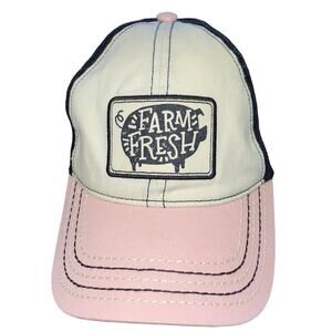 John Deere Farm Fresh Pig Black Pink Hat Mesh Trucker RARE USED Embroidered HTF